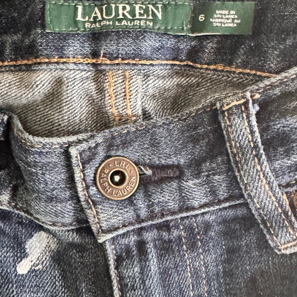 LAUREN by Ralph Lauren Straight Leg Denim with Paint Splatter, size 6 - Picture 2 of 4